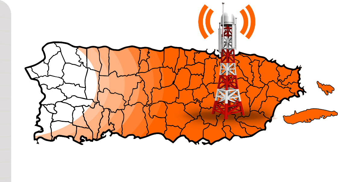 Mapa de cobertura de 88.1 FM Inspira en Puerto Rico